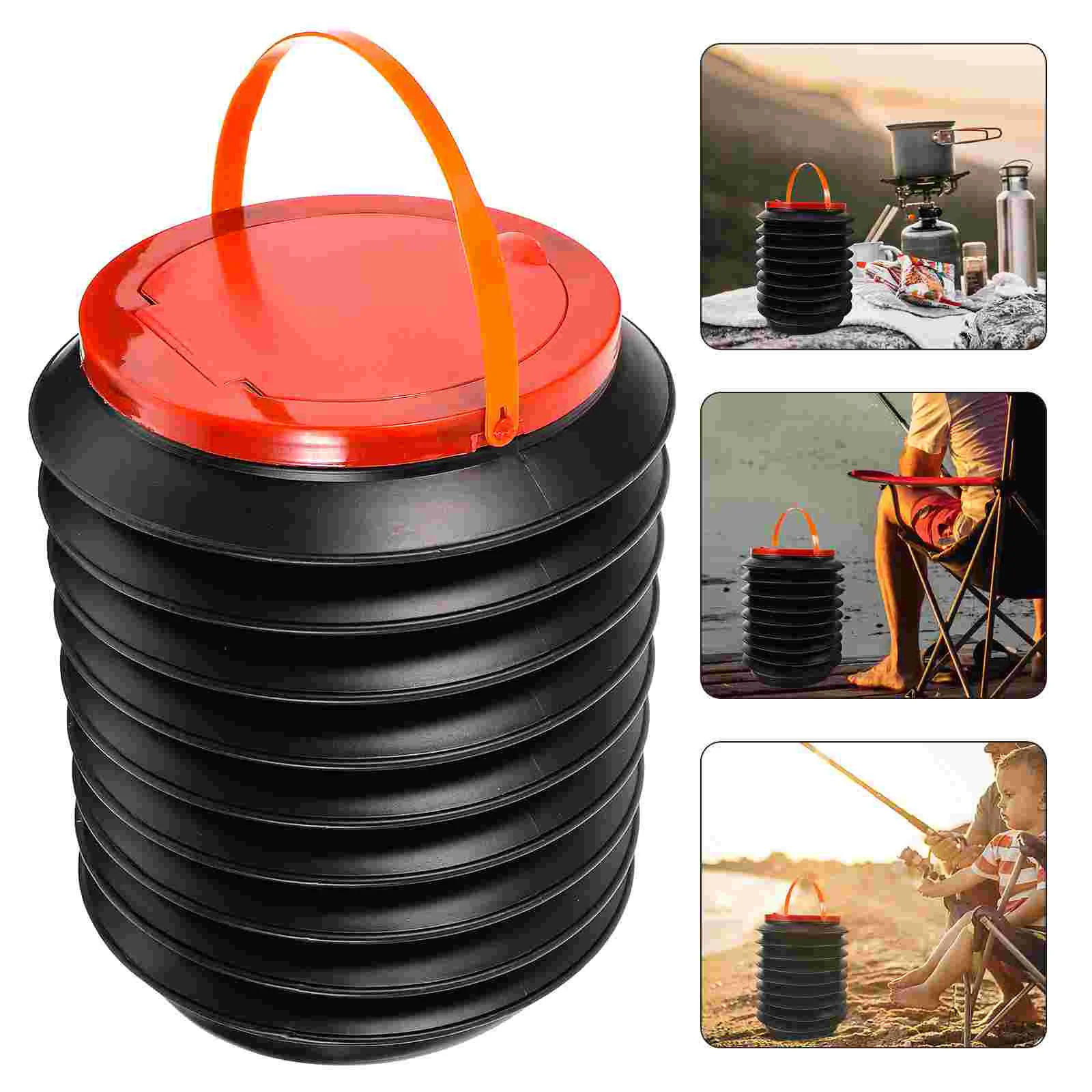 

Folding Trash Can Portable Water Bucket Collapsible Bag Outdoor with Lid Foldable Container Garbage Camping Tool CAR WASH