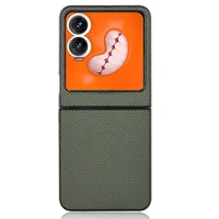 For Tecno Phantom V Flip 2 Scratchproof Carbon Fiber Leather Back For Tecno Phantom V Flip2 Case Hard Protective Phone Cover 2