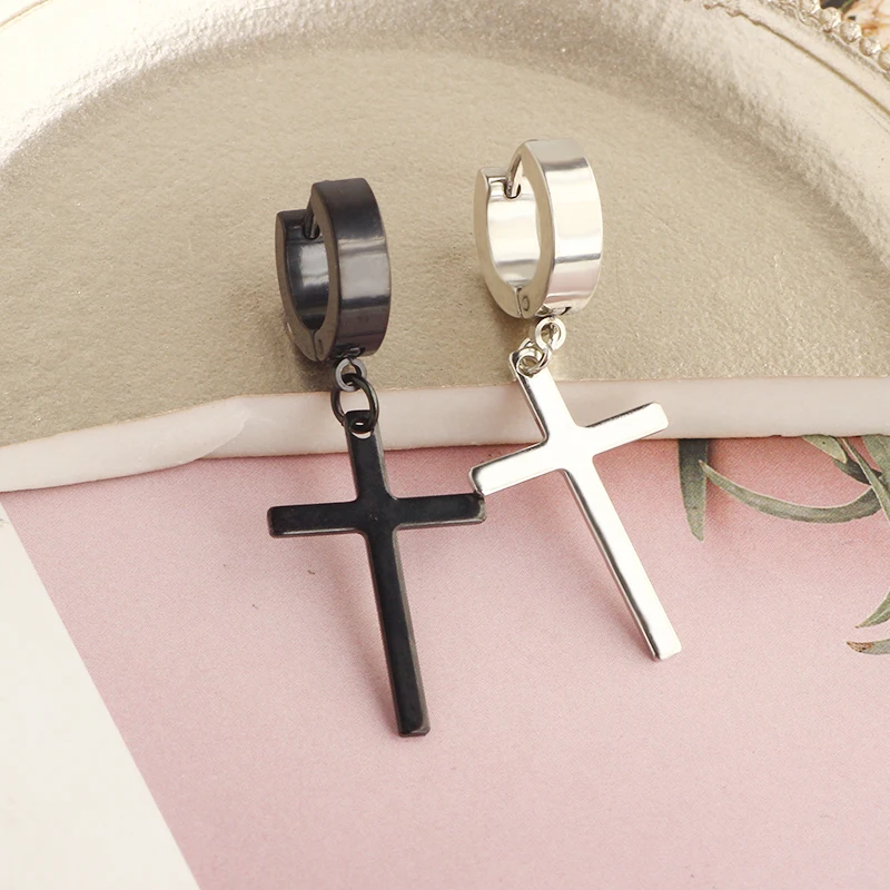 Punk Titanium Steel Ear Clip/Ear Stud Earrings For Men Women Black Pierced/No Pierced Fake Ear Circle New Pop Jewelry