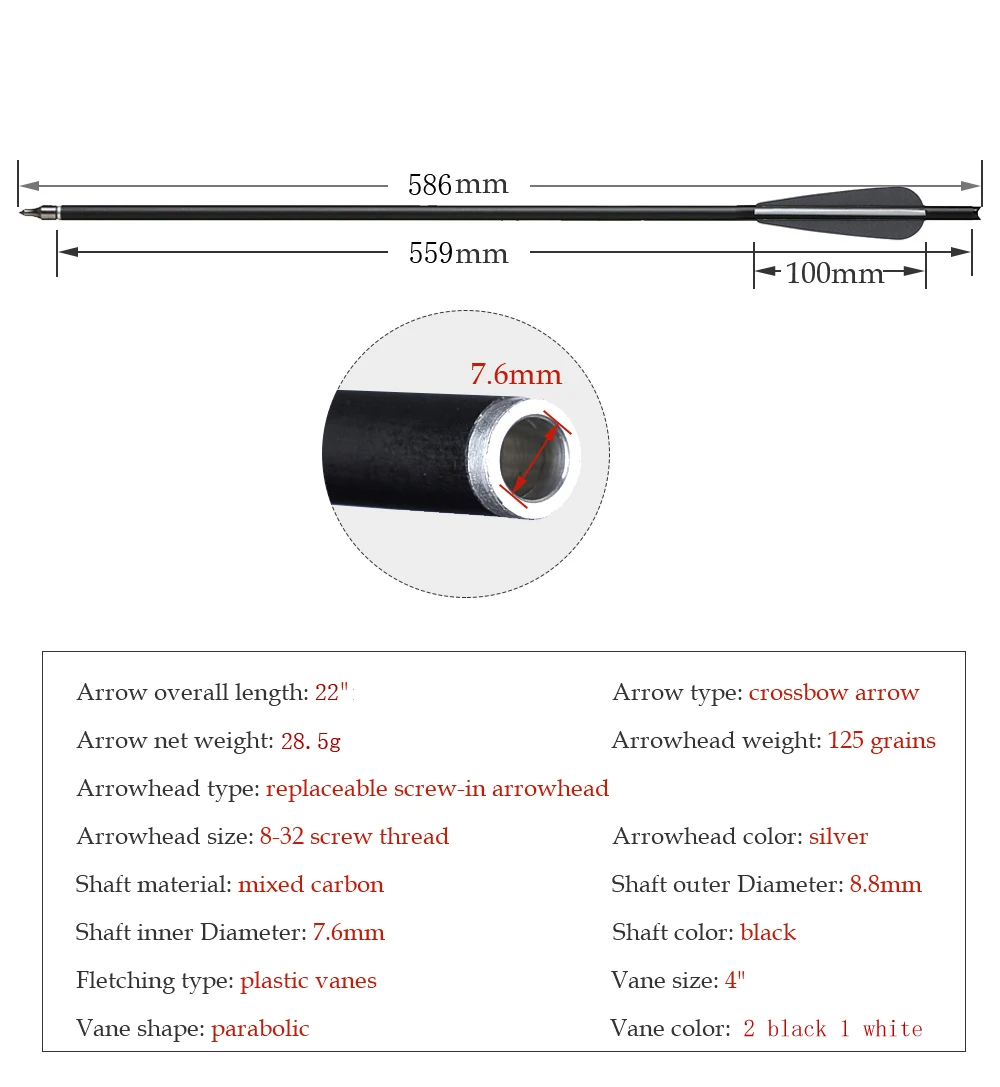 High-Performance Carbon Crossbow Arrows with Precision Tips for Hunting