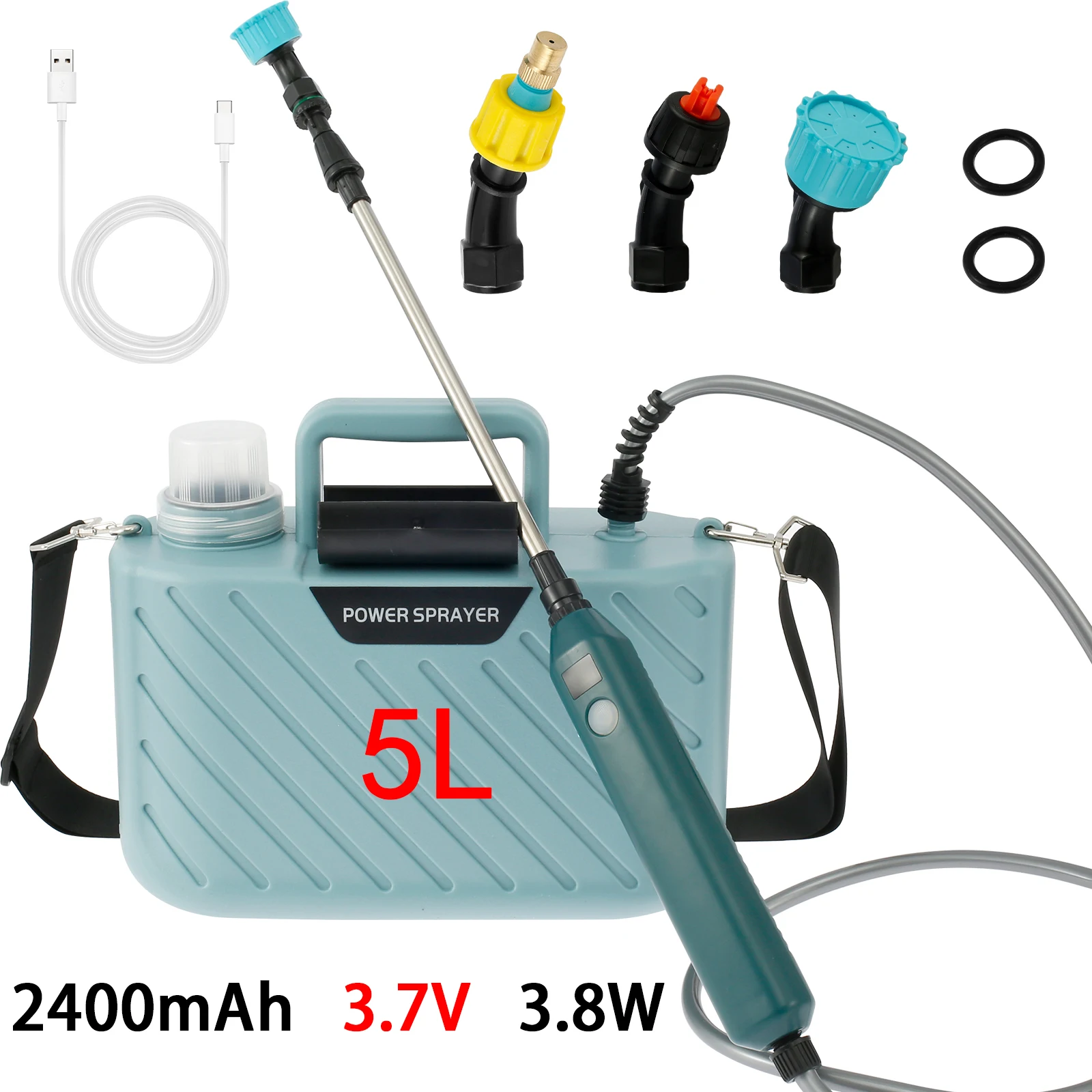 Description Picture 3 of item5L Electric Powered Sprayer Light Shoulder-type Pesticide Irrigation USB Charging 2000/2400mAh Garden Weed Portable Lawn Pump