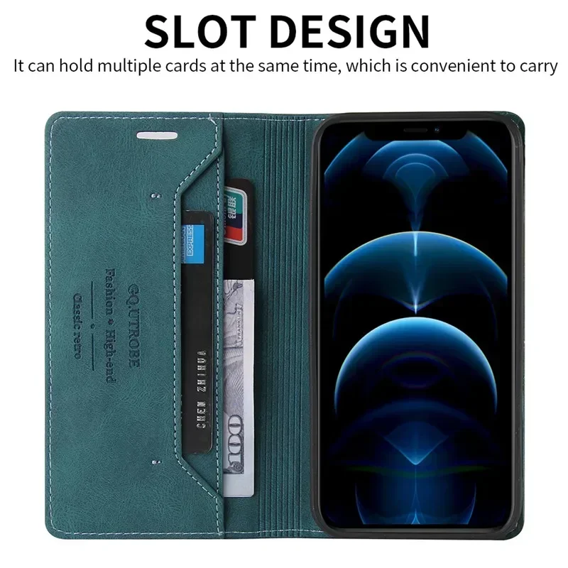 Magnetic Leather Anti-Theft Wallet Flip Cover Case
