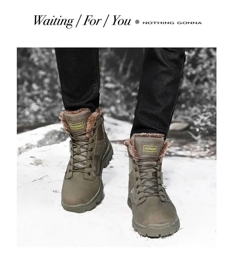 Winter Men's Boots Thick Plush Warm Snow Boots Outdoor Non-Slip