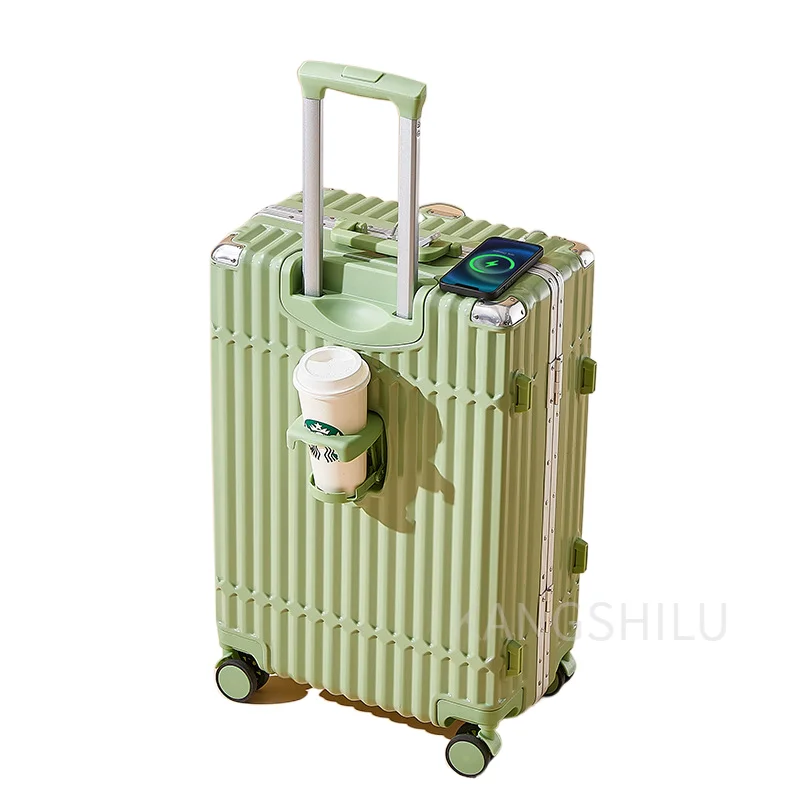 New Aluminum Frame 20''22''24''26''-Inch USB Charging Port Suitcases On Wheels Trolley Case Rolling Luggage Carry-on Suitcase