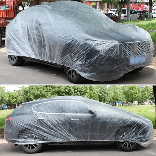 Universal Clear Car Cover wth Elastic Band PE Plastics Clear Full