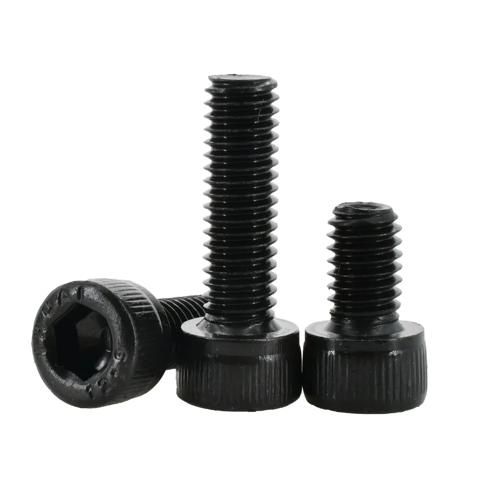 M2 M3 M4 M5 M6 DIN912 Hex Socket Cap Bolt Nut Kit Metric Thread12.9 Grade Alloy Steel Machine Screws Scooter Allen Bolts Black