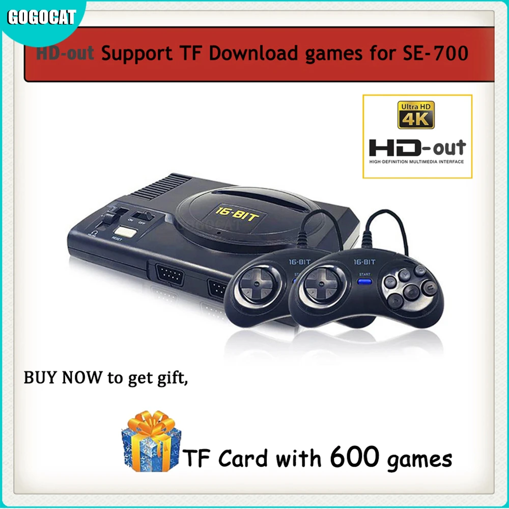 4K HD 16 Bit Super Mini Game Console for Sega MD 100 In 1 Handheld Game Player Double Gamepads in box Controller Adapter Gift