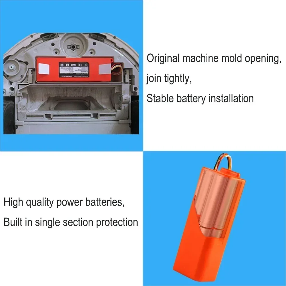 6800mAh 14.4V Li-ion Battery Vacuum Cleaner accessories For Xiaomi Mijia1S Roborocks S50-55 S5 Max S6 S7 Sweeping Robot Battery 5