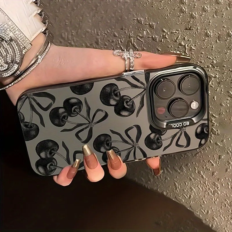 Cherry Pattern Electroplated Bow Phone Case - Perfect Gift