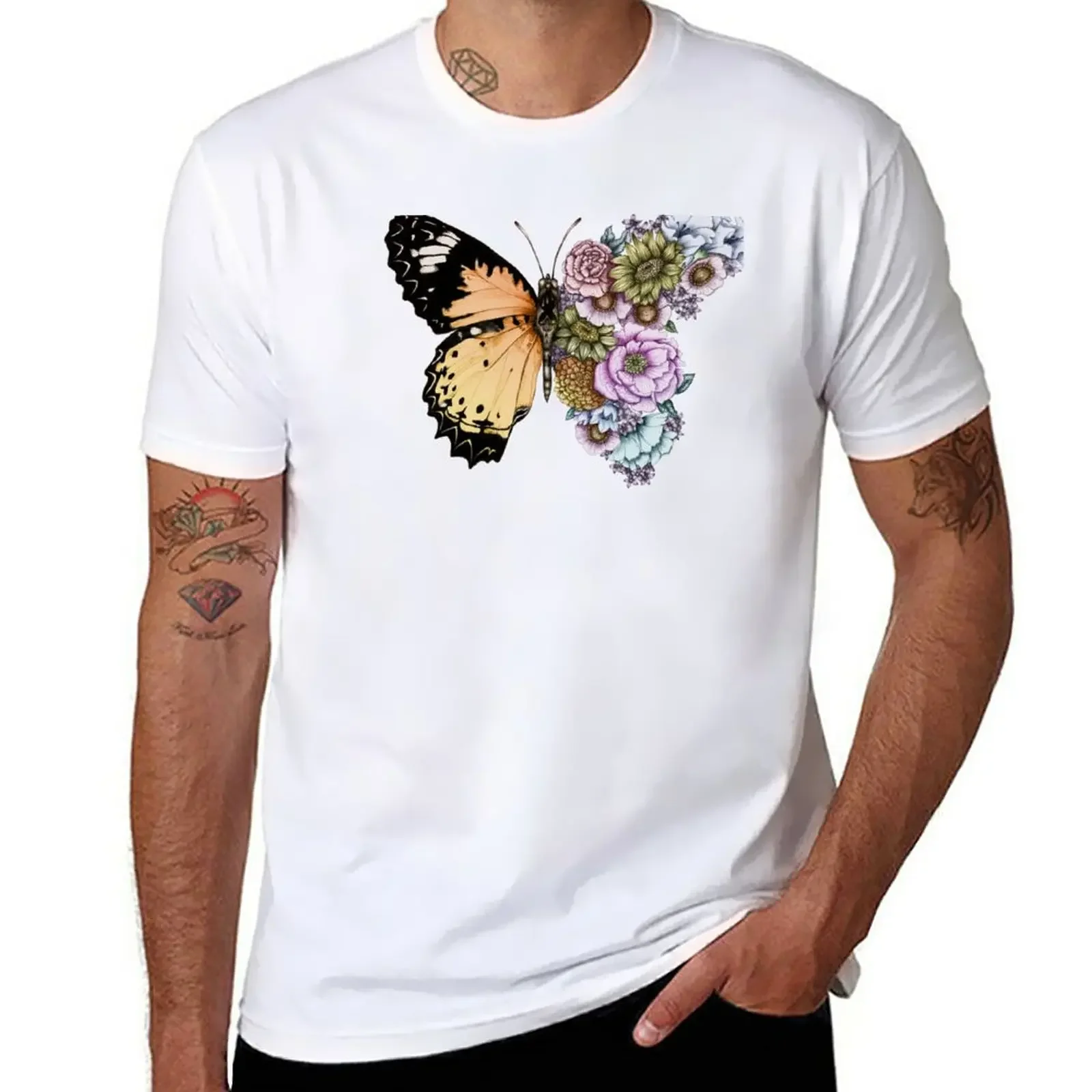 

Butterfly in Bloom II T-Shirt summer clothes oversized plus sizes plain white t shirts men