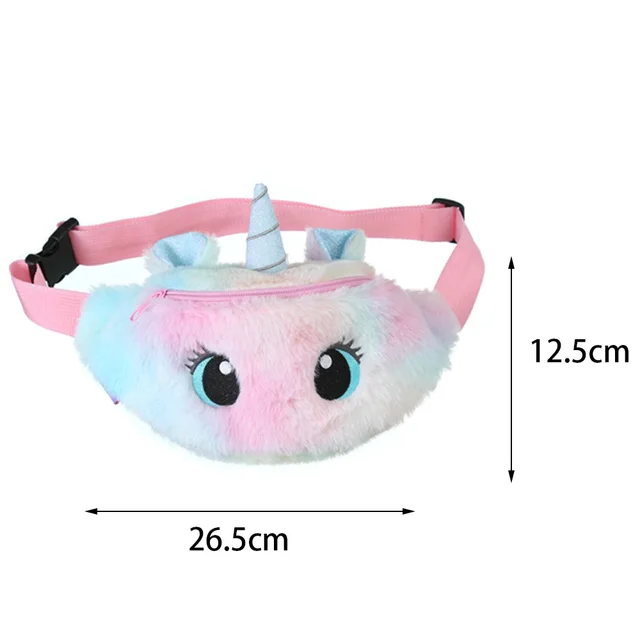 Children's Fanny Pack Cute Unicorn Plush Toys Belt Gradient Color Chest Bag Cartoon Coin Purse Travel Chest Bag Girls Waist Bag WJ27-1