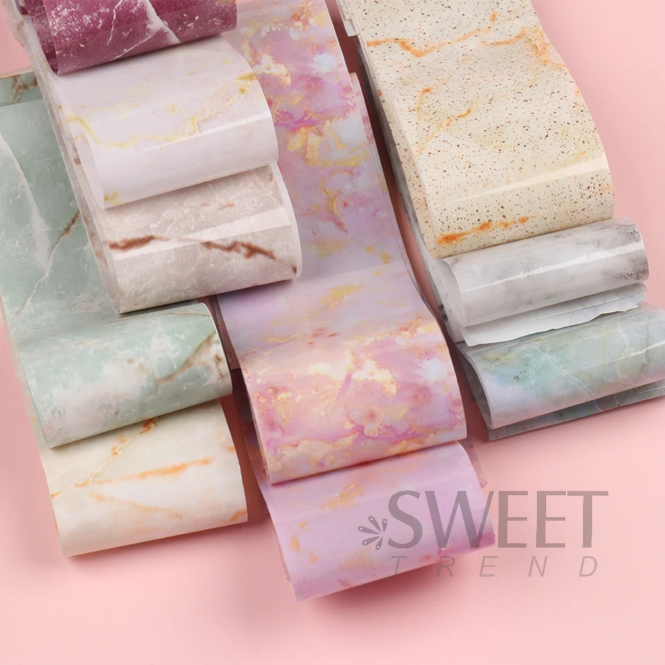 Bronzing Marble Nail Art Transfer Foils Blooming Ink Textured Starry Paper Summer Elegant Classic Decal Accessory Manicure Decor