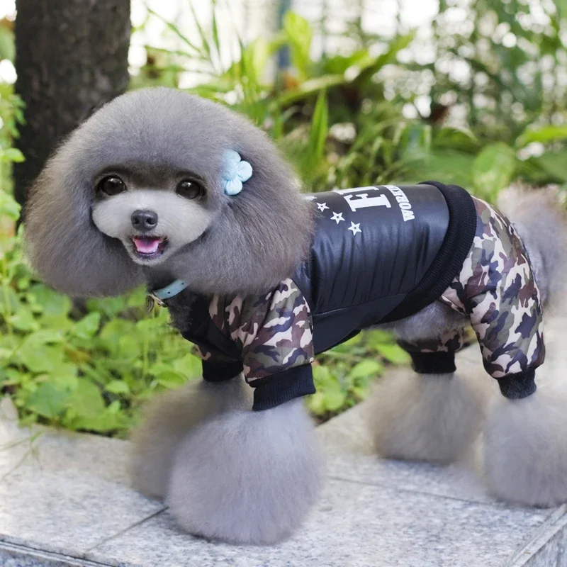 

Stylish FBI Canine Outfit Thickened Overall Puppy Jumpsuit Warm Winter Costume Clothing For Male Dogs Pet Ropa Para Perros