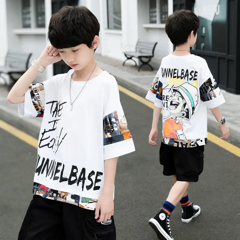 

Summer Boys Teenage Clothing Sets Short Sleeve T Shirt & Pants Casual 5 6 7 8 9 10 12 13 Years Child Boy Clothes Sport Suits