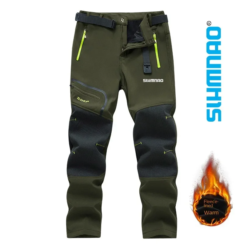 2025 Fishing Pants Windproof and Waterproof Autumn and Winter Soft Shell Cycling Pants for Men, Thick Warm Assault