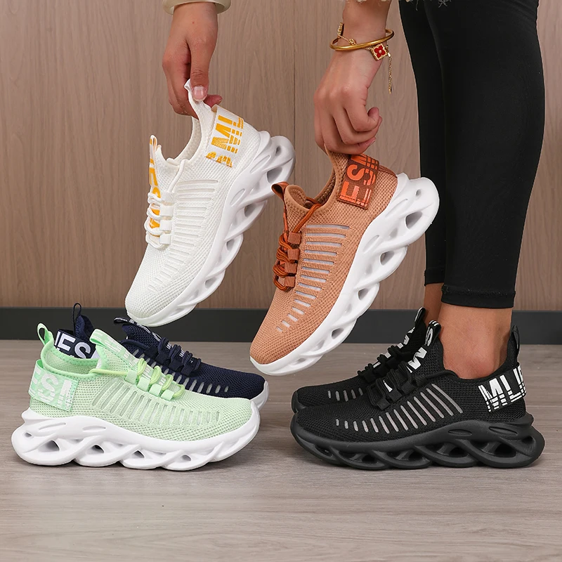 Fashion Women Shoes Platform Mesh Jogging Summer Outdoor Training Sneakers Lace Up Breathable Casual Hiking Shoes Tenis femenino