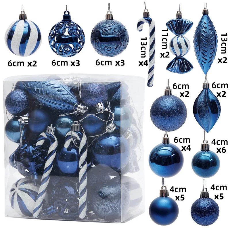 thumbnail image 1 of 29/36/40 piezas de bolas de Navidad plateadas y rojas para colgar en el árbol de Navidad, esferas navideñas doradas con formas especiales impresas, novedad de 2024, 1 of 5