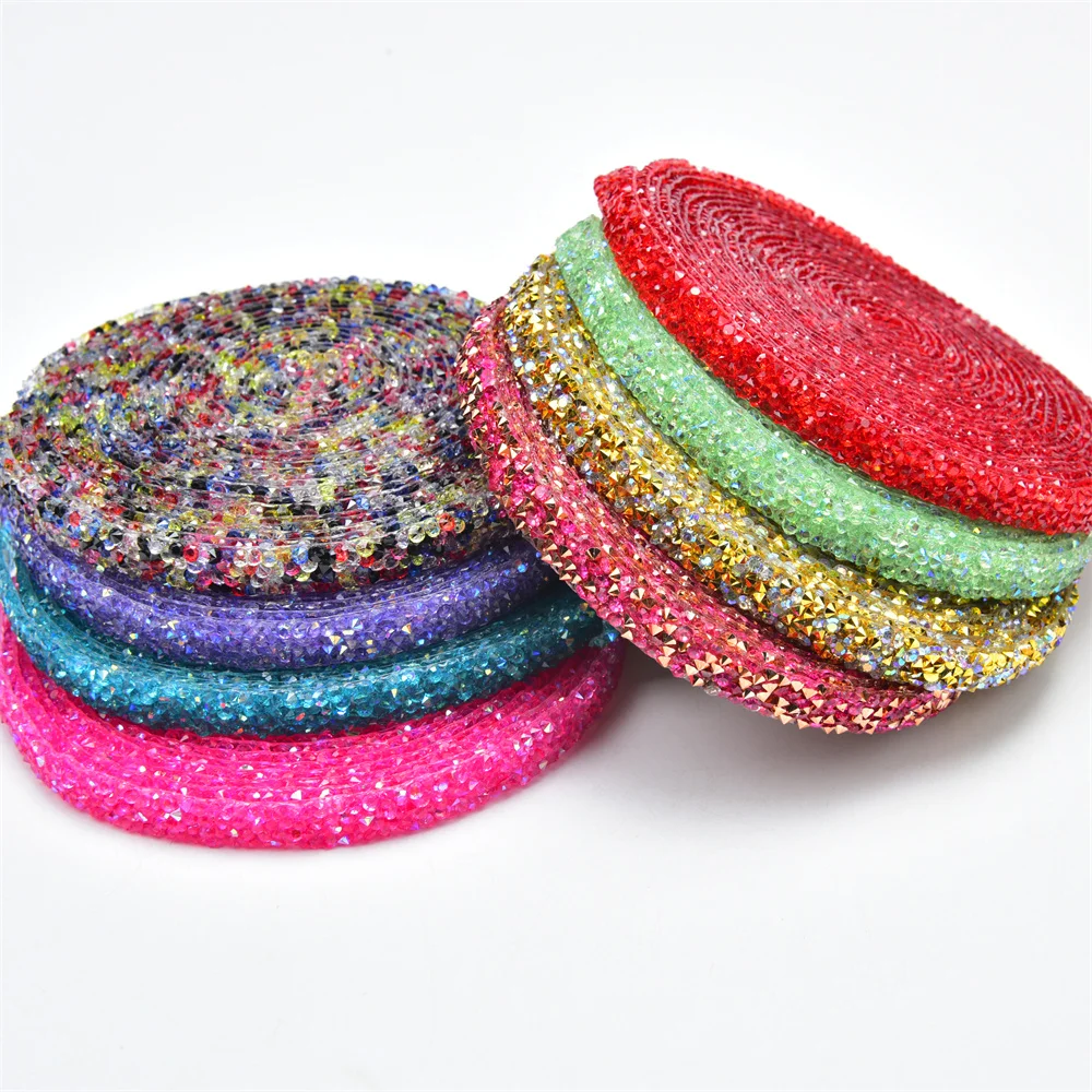 AEAOA 5 Yard Rhinestone Chain Trim - Beaded Gemstone Applique For Sewing, Wedding Dresses & Costumes