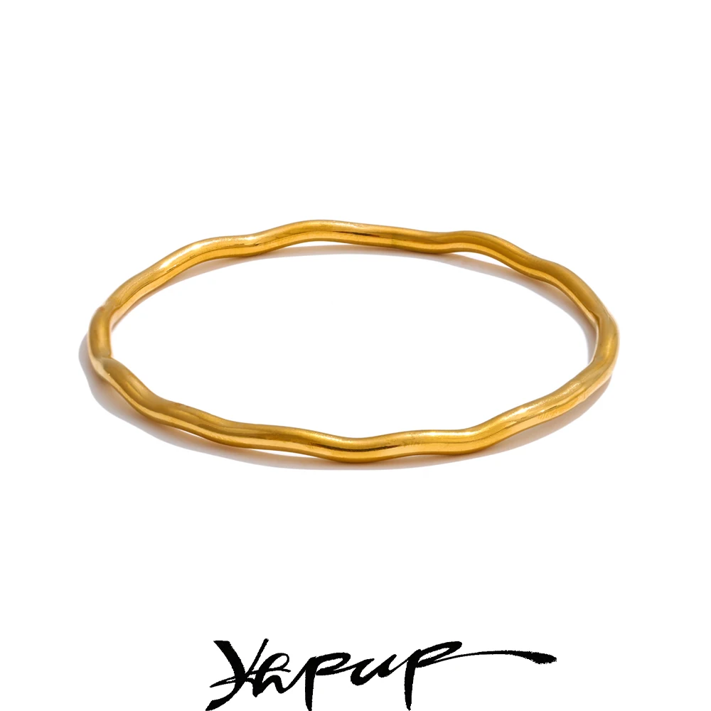 Yhpup Minimalist Hammered Bracelet Bangle for Women