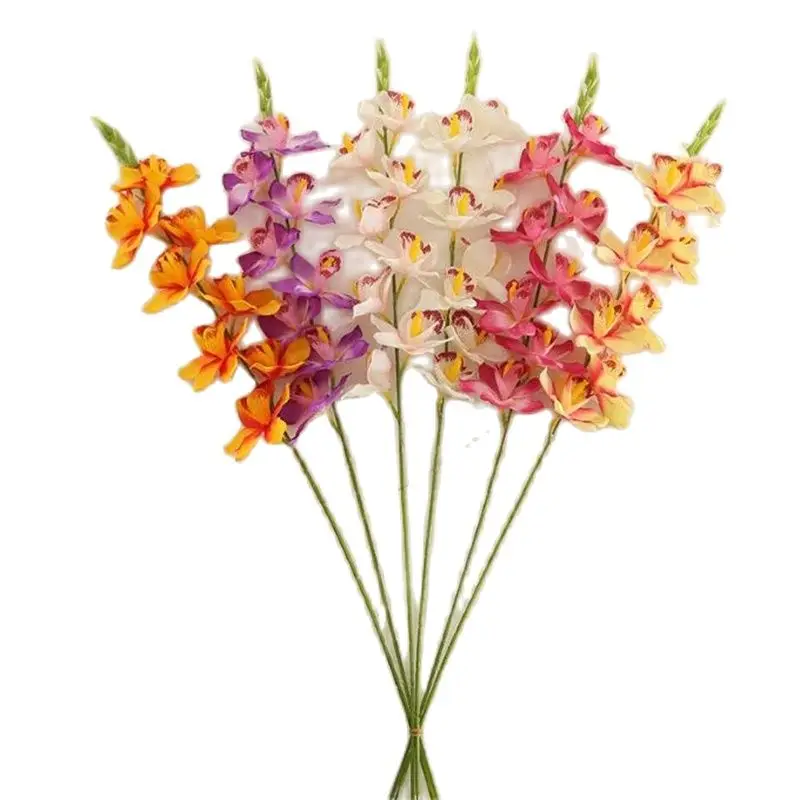 One Faux Single Stem Cymbidium Hybridum (8 Teste/Pezzo) Cymbidium Di Simulazione Di Lunghezza 30 "Per Centrotavola Di Nozze
