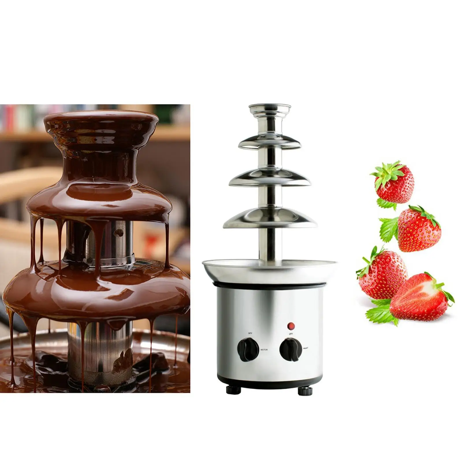 Stainless Steel Chocolate Fountain 4Layers Chocolate Melter With Heating Fondue Machine DIY Waterfall for Party