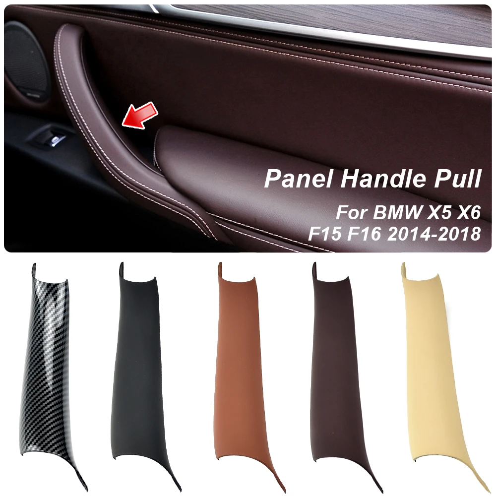 

For BMW X5 X6 F15 F16 2014-2018 Car Interior Carbon Fiber Texture Door Pull Handle Protective Cover Trim