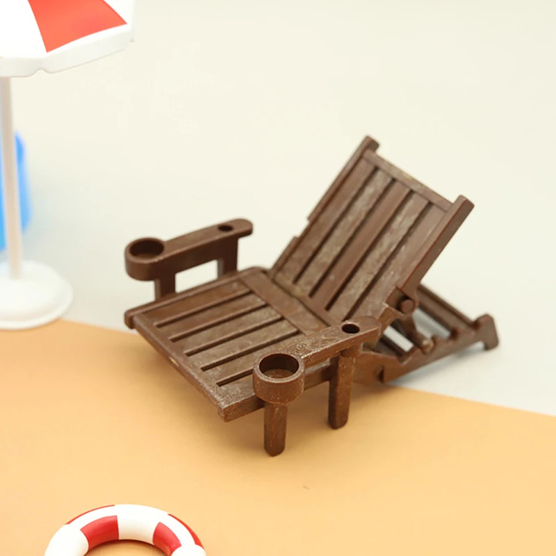 1Set Doll House Cute Simulation Mini Swimming Pool Swimming Circle Beach Chair Set Model Children Play Toys Decoration 6