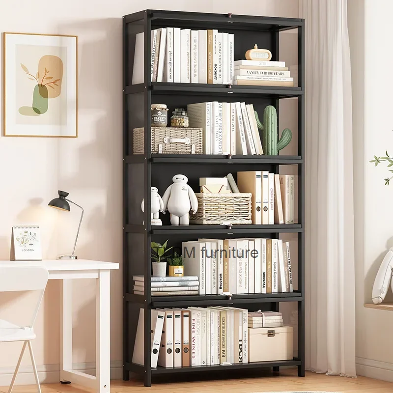 

Living Room Bookcase Children Display Shelf Storage Organizer Container Tall Bookshelf Black Estante Pared Industrial Furniture
