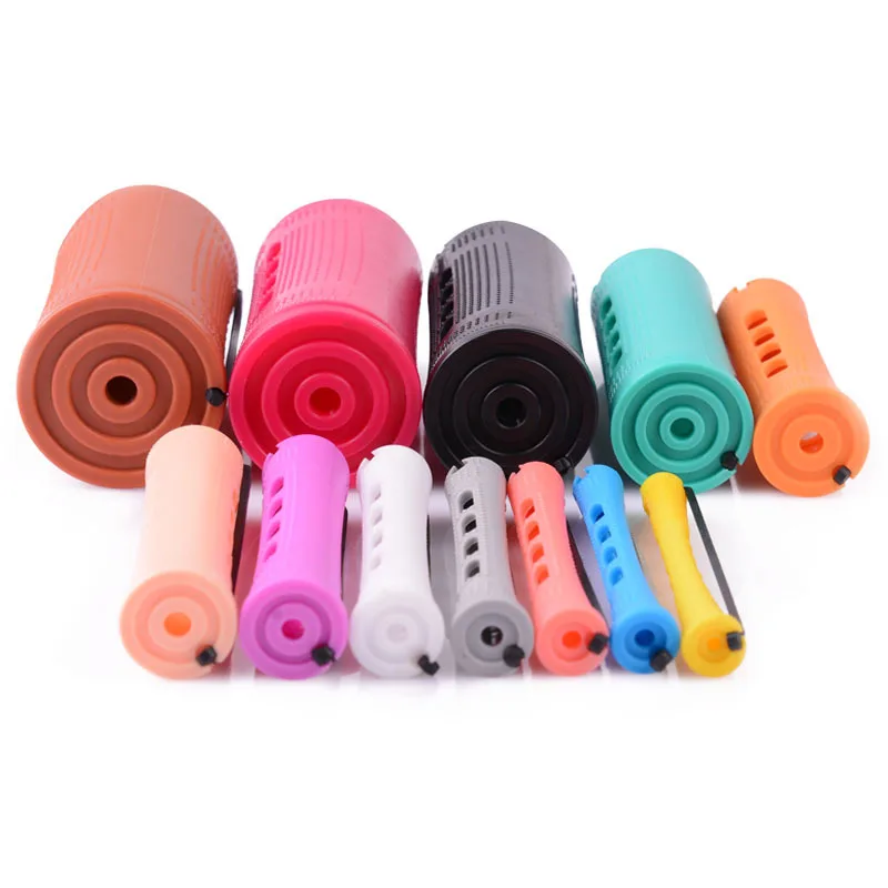 18pcs Extra Big Rubberbands Hair Rollers Cold Perm Rods Curler Bars Hair Clip Curling Fluffy Wavy Maker Styling DIY 1768