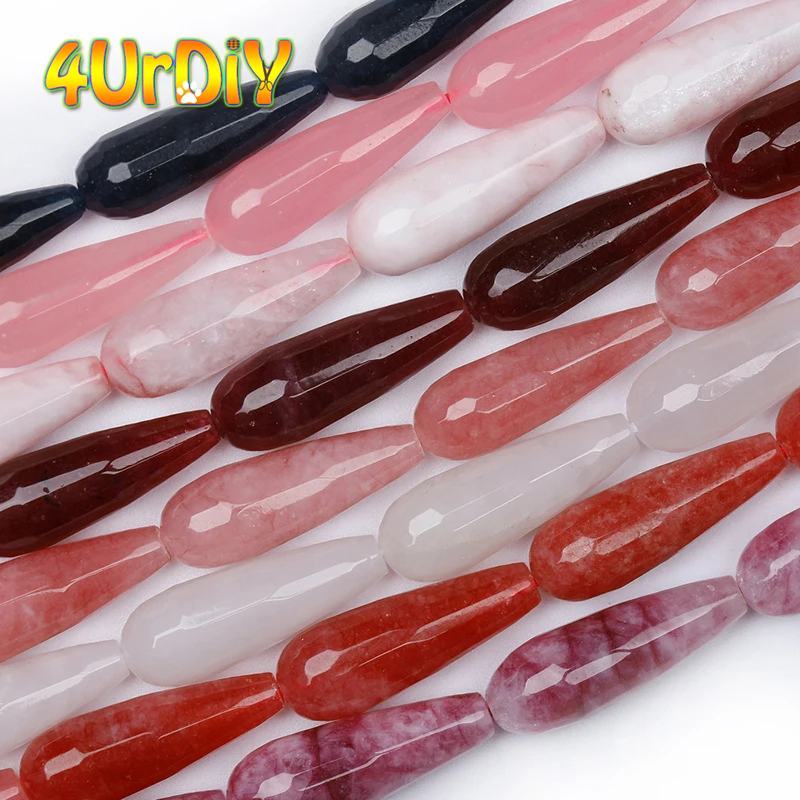 

Cheap 10*30mm Water Drop Chalcedony Beads Irregular Jades Agate Loose Beads for Jewelry Making Bracelet DIY Accessory
