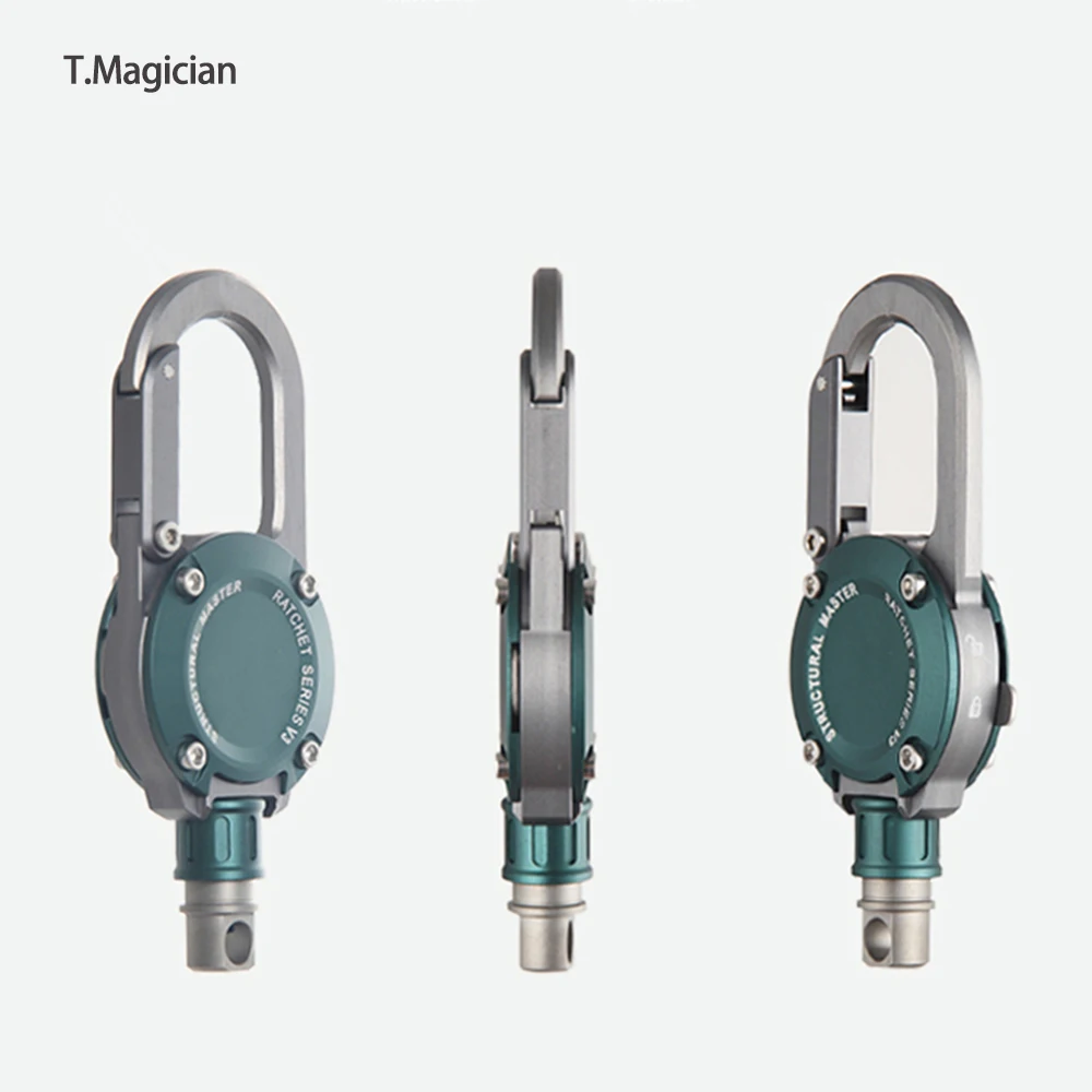 T.MAGICIAN Creative luxury Titanium Retractable Keychains 360 Rotate Quick Release for Car Keys Gift for Man Woman