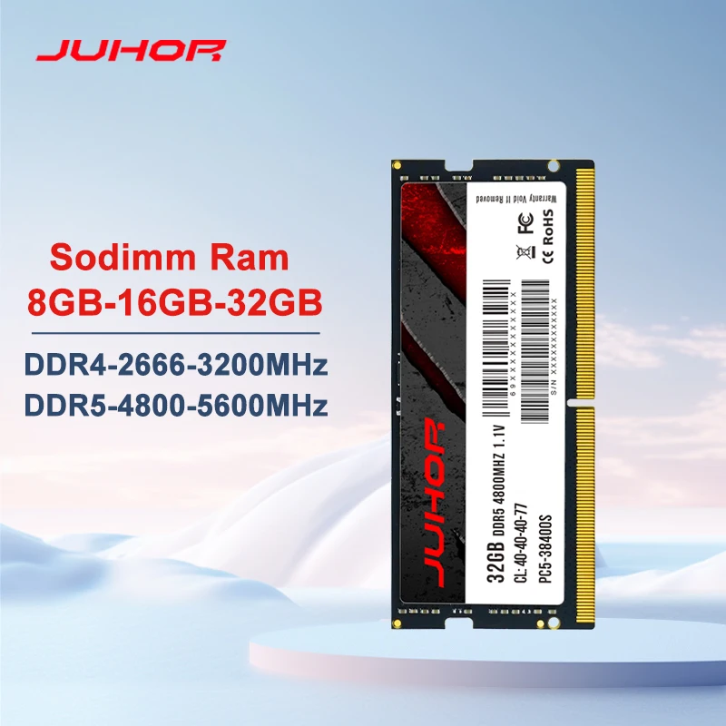 JUHOR Laptop Ram DDR5 8GB 16GB 4800MHz 5600MHz DDR4 8GB 16GB
