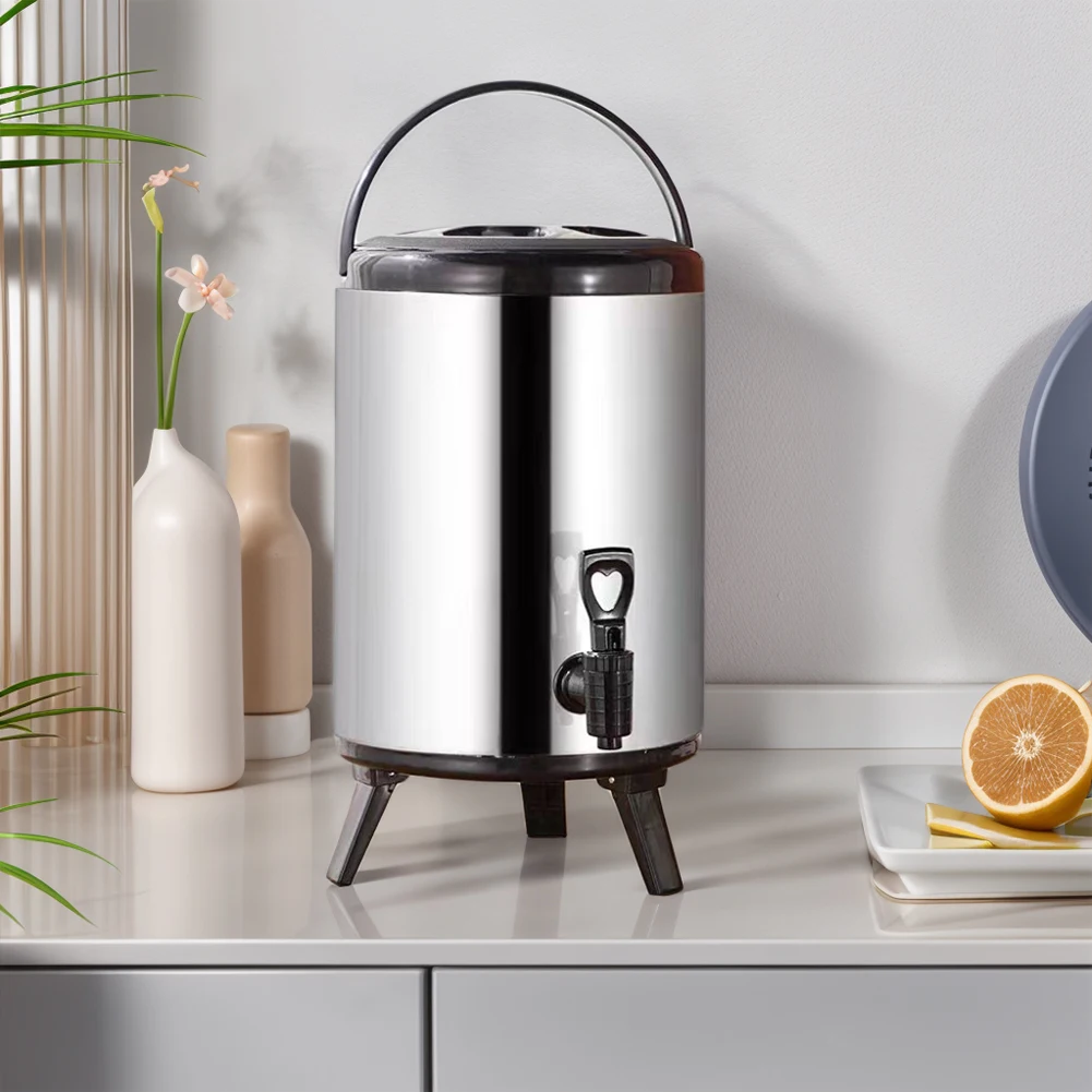 Stainless Steel Insulated Bucket 6/8L with Faucet Beverage Dispenser Milk Tea Buckets for Thermal Insulation Milk Tea Juice Beer
