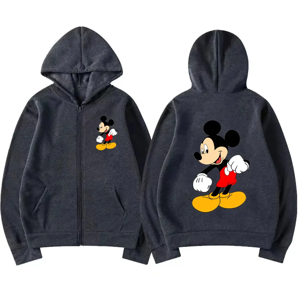 2024 New Mickey Mouse Men Zip Up Hoodie Jacket Fashion Spring 
