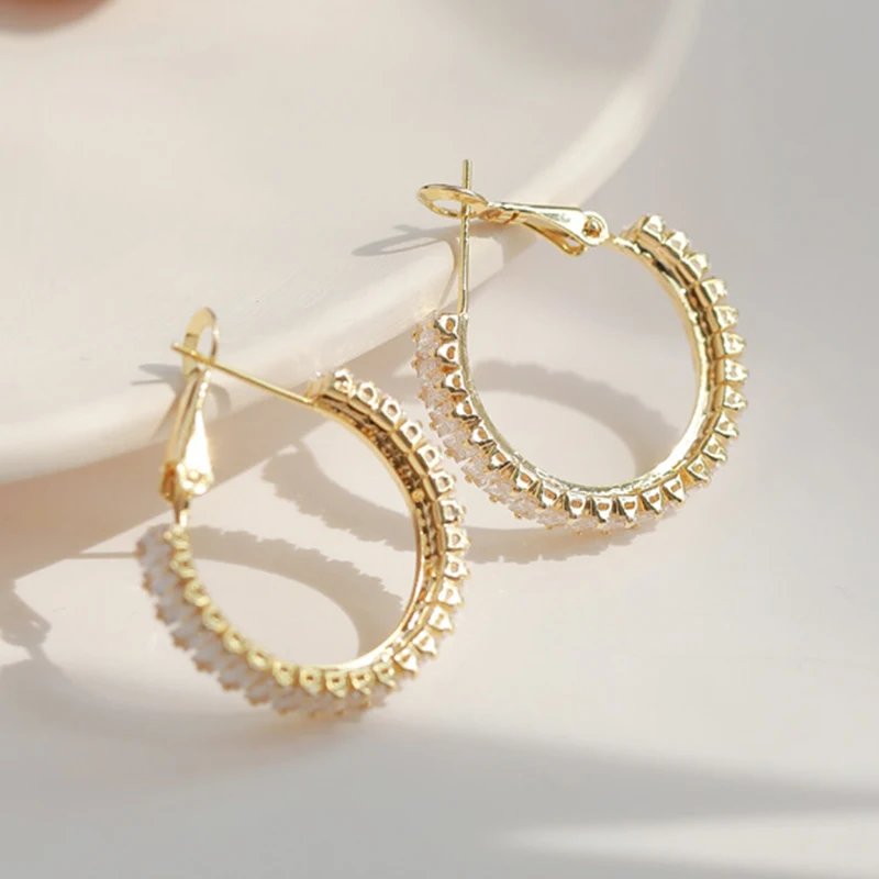 Zircon Statement Jewelry Zircon Hoop Earrings 2023 New Korean
