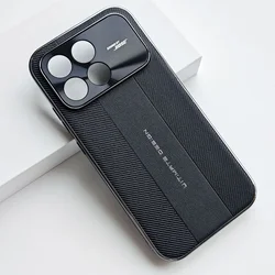 Luxury Electroplated Leather Texture Shockproof Bumper Case with Camera Protection for Poco F8 Pro (Black)