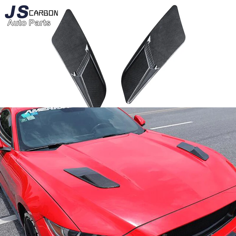 

For Ford Mustang GT GT500 2015-2017 Carbon Fiber vent cover Engine Hood Air Outlet Trim Splitter Panel upgrade body kit