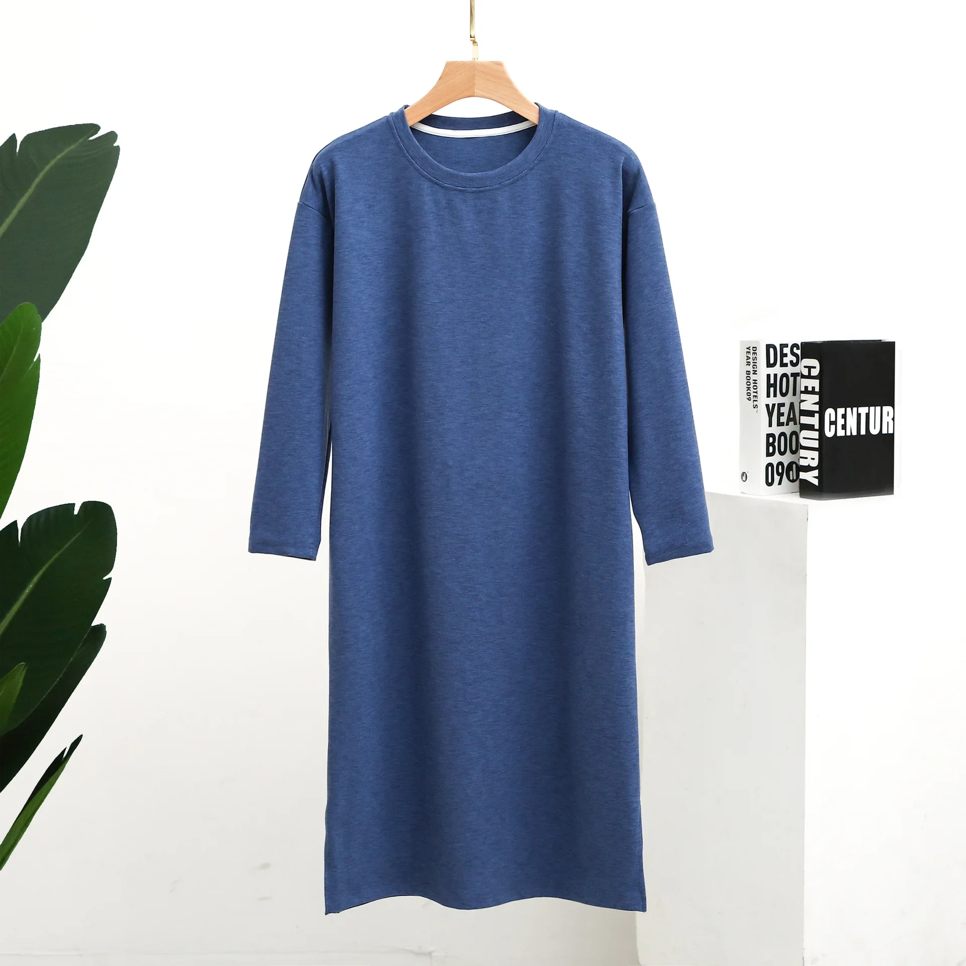 가을, 겨울 두꺼운 일반 남성 긴 소매 플러스 사이즈 원피스 Nightshirt 잠옷 가정 의류 남성 수면 나이트 드레스