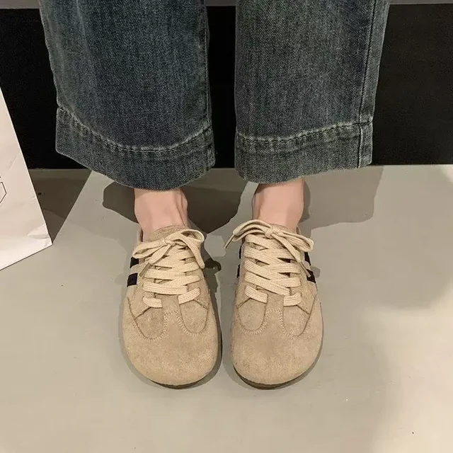 Retro German Trainer Split Color Half Slippers Women's Outdoor Wear Spring Summer New Thick Bottom Inner Cool Slippers 2