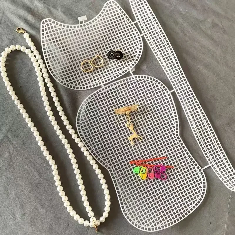 Craft supplies Weaving Plastic Mesh Kit With Metal Chain Buckle DIY Bag Accessories Weaving Tools Easy Knit Helper