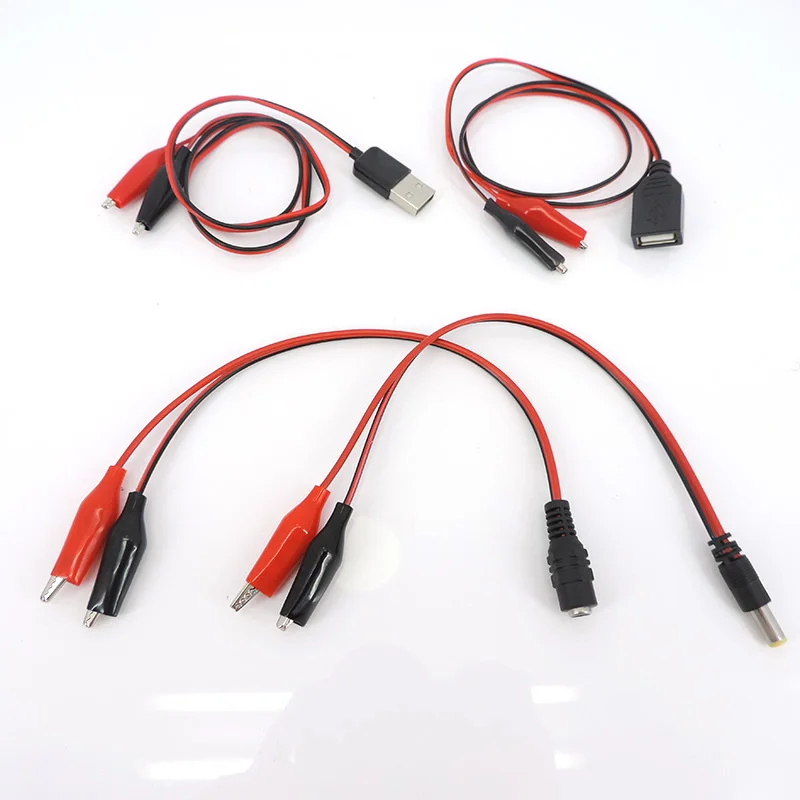 Description Picture 3 of itemAlligator Cilps to USB/DC DC 5.5x2.1MM Plug Test Cable Lead Jumper Wire Male Female Crocodile Clip Probe Power Supply Adapter