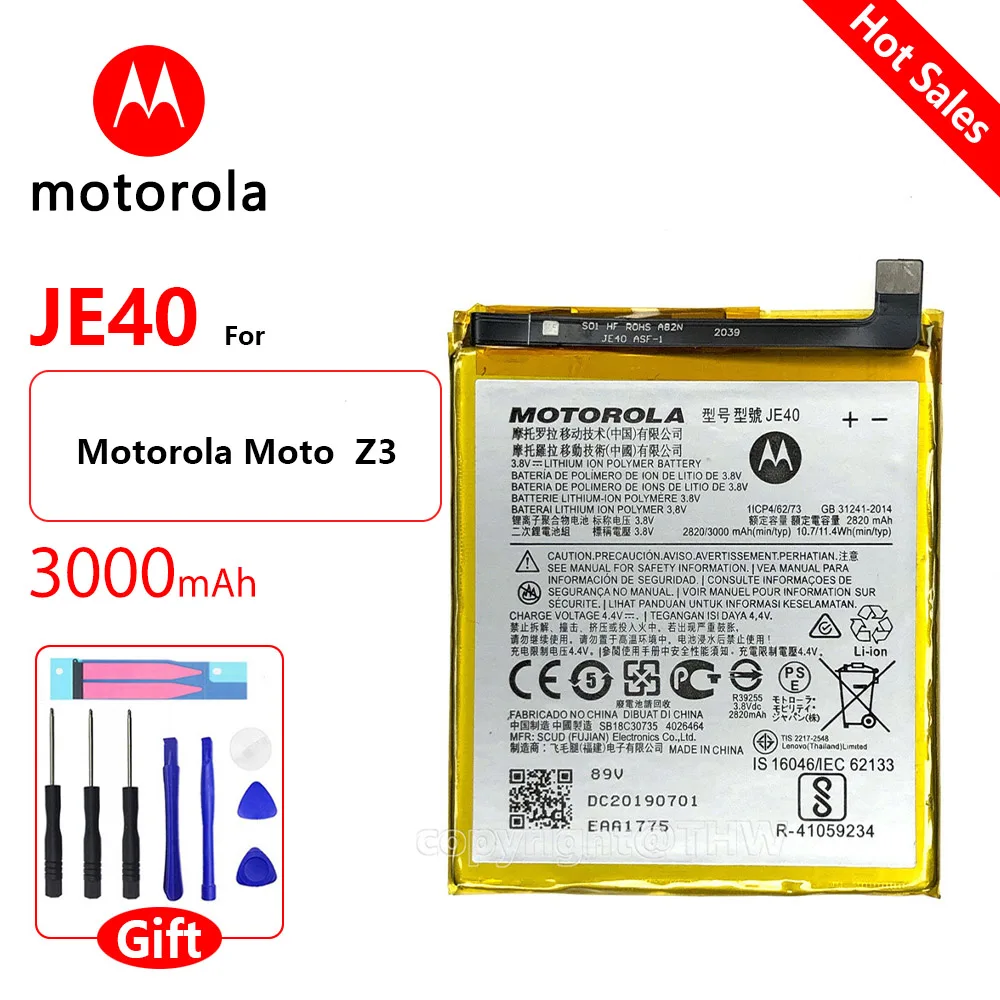 

Original Motorola New JE40 Mobile Phone Battery For Motorola One Moto Z3 Moto G7 Play XT1941 XT1952-1 XT1952-2 XT1952-3 XT1952-4