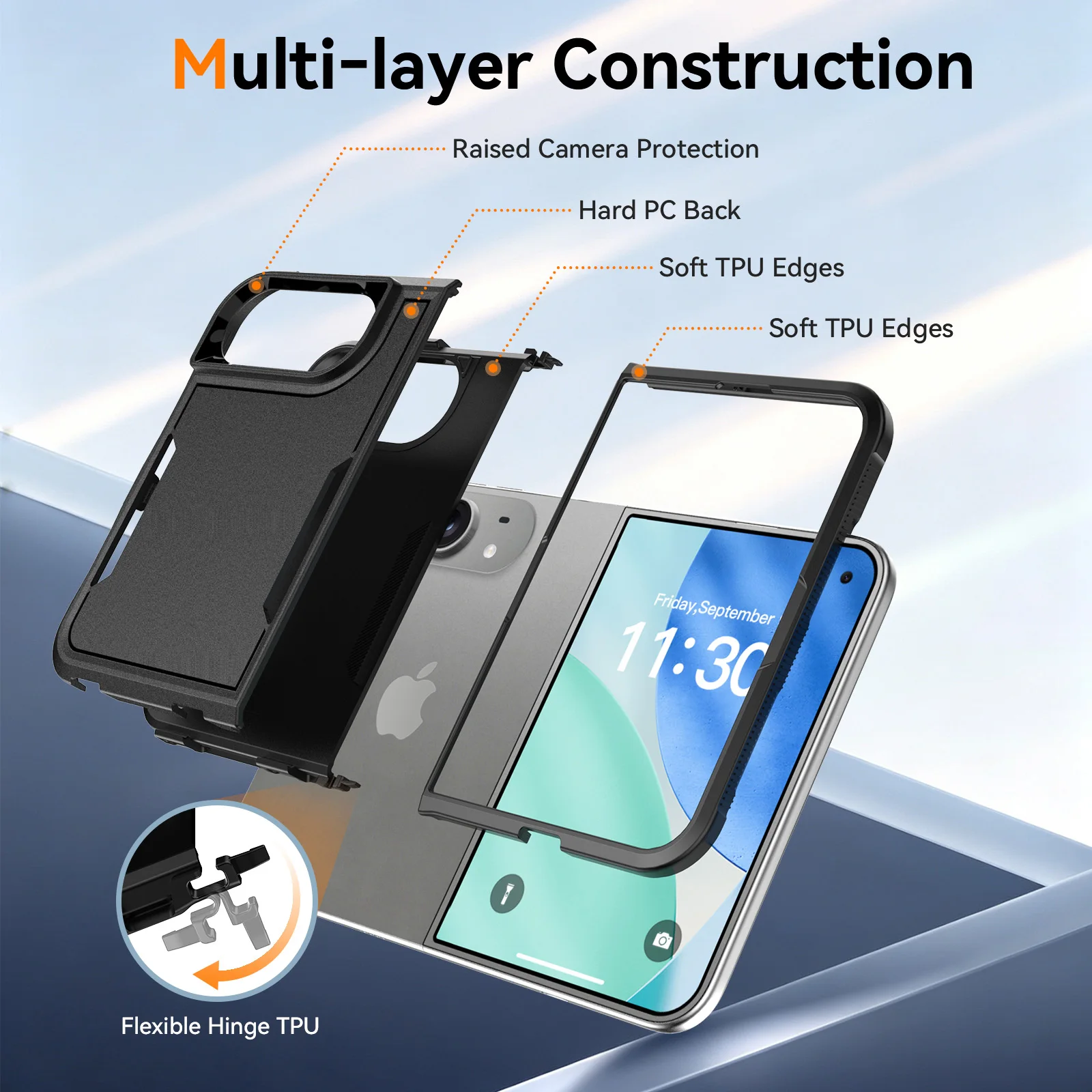 Futuristic DUO Armor Anti-Fall Folding Phone Case - Available in Red, Black, Blue, and Green