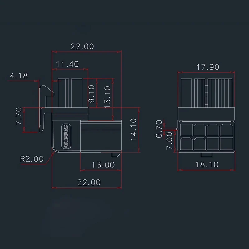 para 8Pin fêmea, 90 graus angular, conector