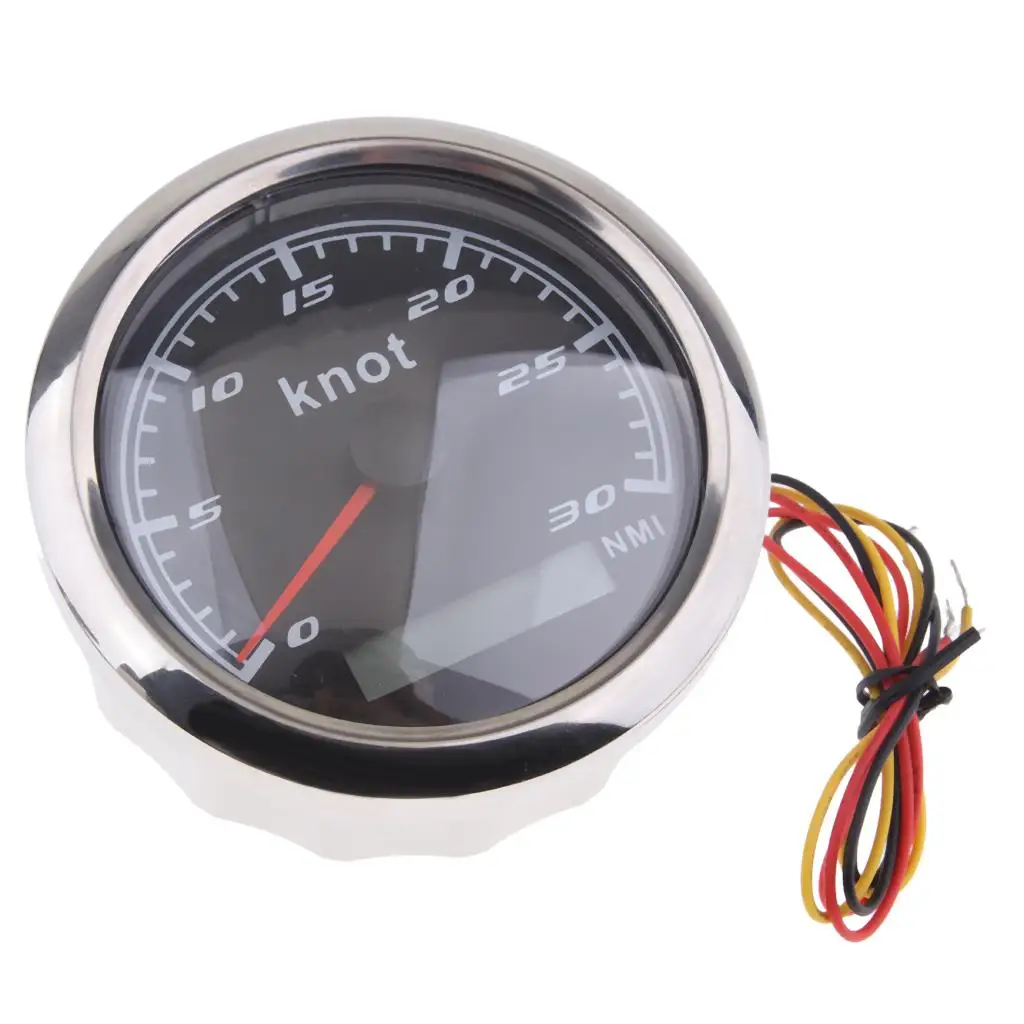 

85mm 30 Knot Waterproof Digital Chrome Speedometer Gauge Odometer Marine