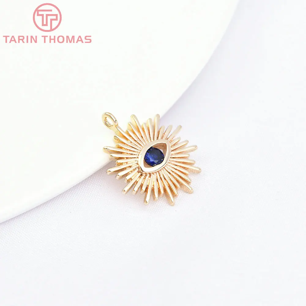 (1871)4PCS 12MM Loch 1,5MM 24K Gold Farbe Messing mit Zirkon Auge Charm Anhänger für DIY Schmuck Machen Erkenntnisse Zubehör – Detail 16
