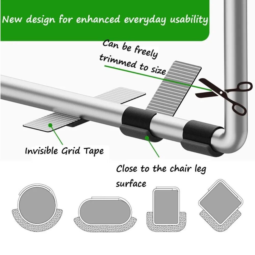 Chair Leg Floor Protectors for Furniture - Felt Pads Wrap-Around Design, 4/8 Pack