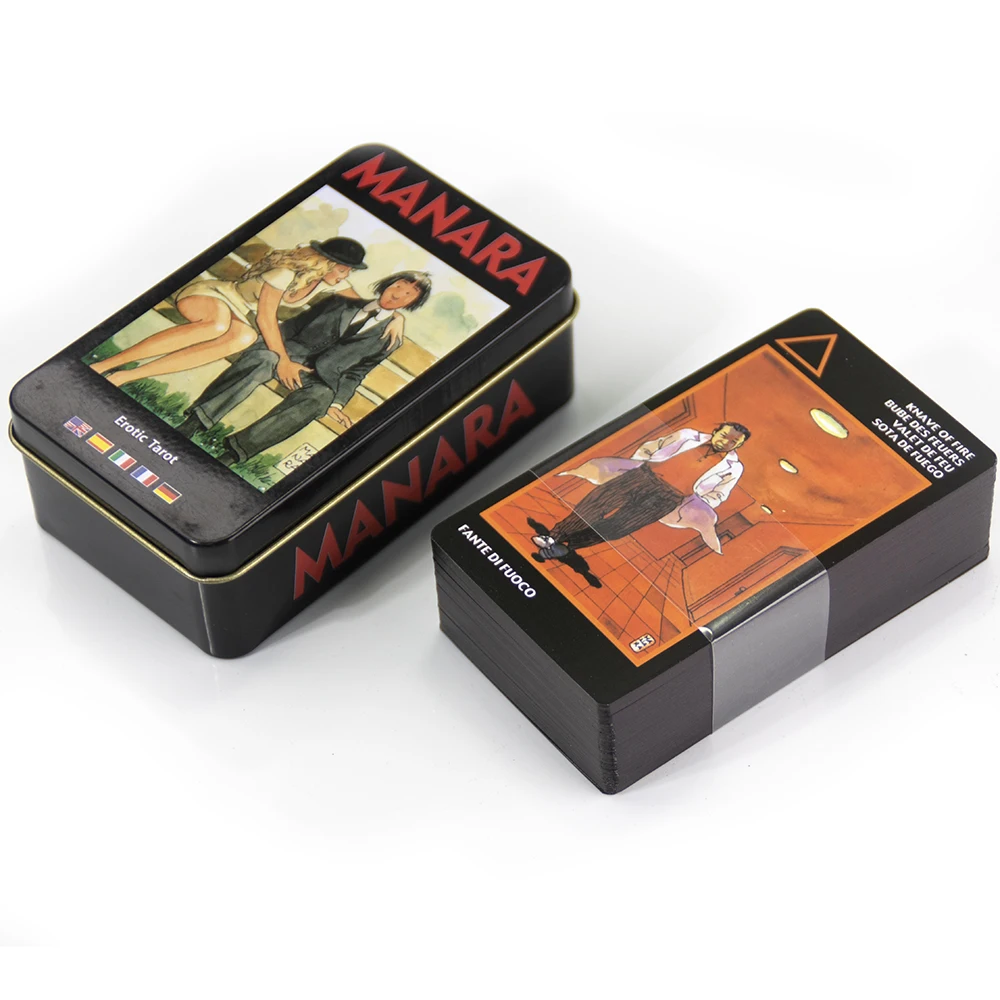 Manara EroticTarot Cards In Metal Box Gilded Edge With E-Guide Book For Beginners Board Games Adult |