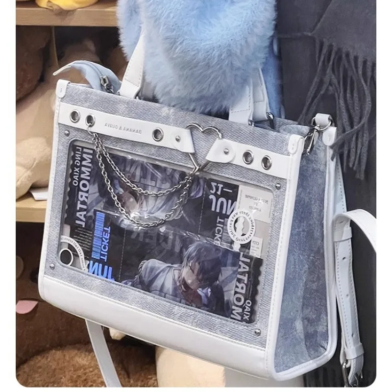 Xiuya Y2k Chains Womens Shoulder Bag Gothic Punk Fashion Original Designer Ita Bag High Quality Japanese Style Lolita Jk Handbag