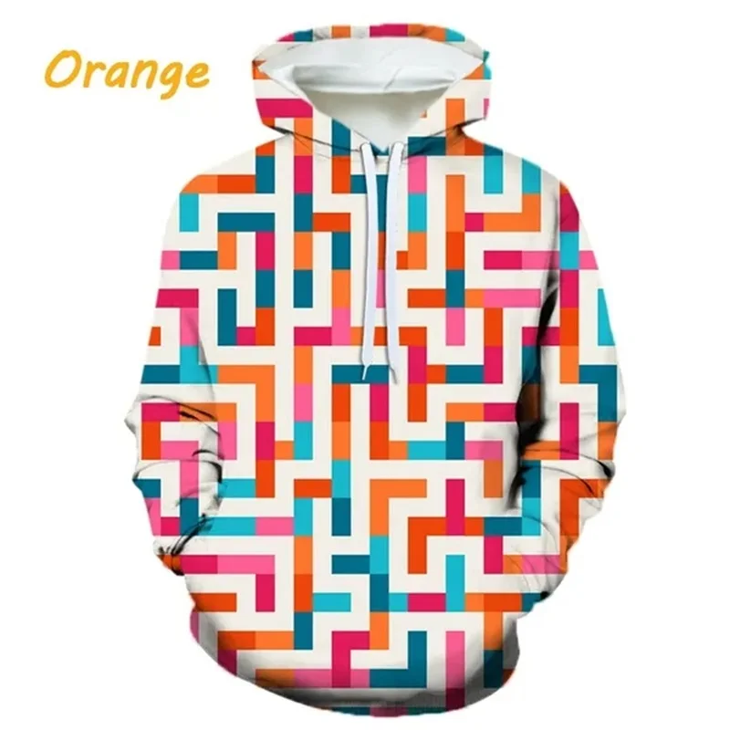 thumbnail image 1 of Sudadera con capucha con estampado de laberinto en 3D para hombres y mujeres, estilo informal, de talla grande, con personalidad, estilo moderno, para hombre, 1 of 5